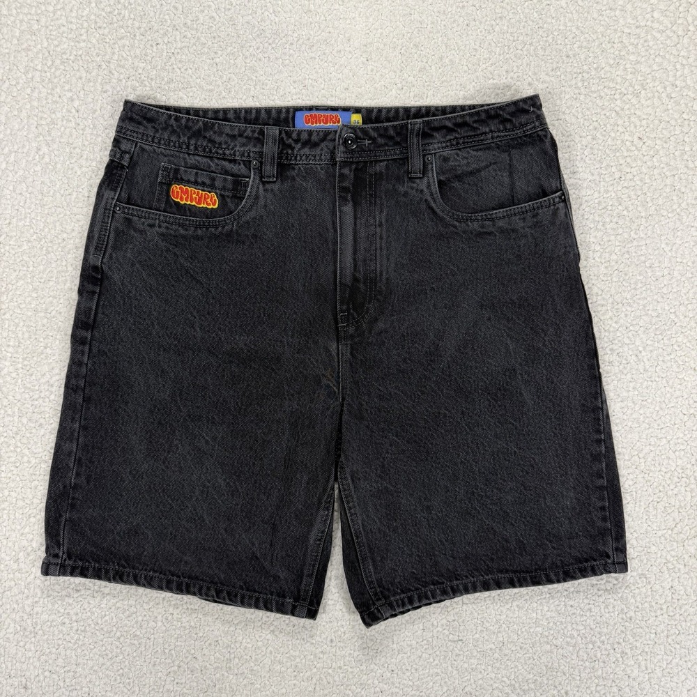Empyre Schmutz Paint Can Black Denim Jean Shorts Mens 36 Skater Grunge Y2K Jorts